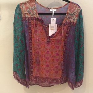 Silk Joie Boho pattern top